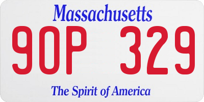 MA license plate 9OP329