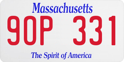 MA license plate 9OP331