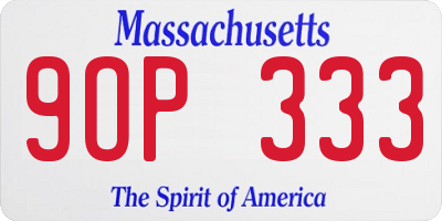 MA license plate 9OP333