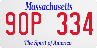 MA license plate 9OP334