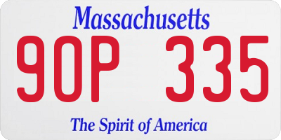MA license plate 9OP335