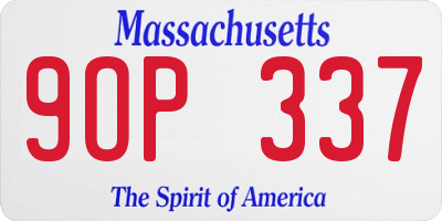 MA license plate 9OP337