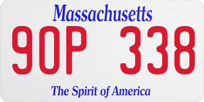 MA license plate 9OP338
