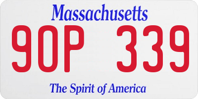 MA license plate 9OP339