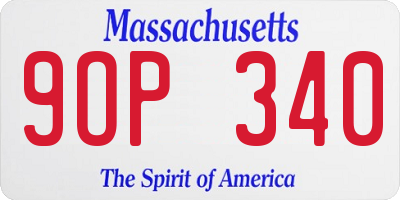 MA license plate 9OP340