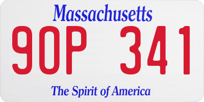 MA license plate 9OP341