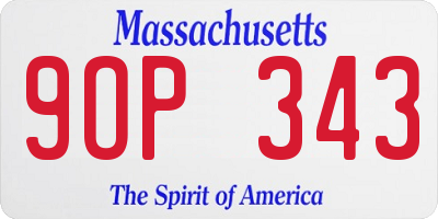 MA license plate 9OP343
