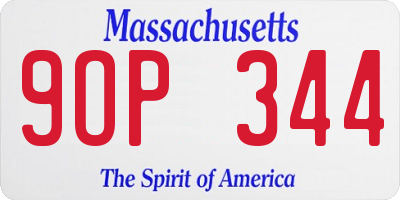 MA license plate 9OP344