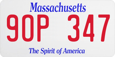 MA license plate 9OP347