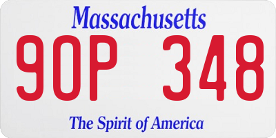 MA license plate 9OP348