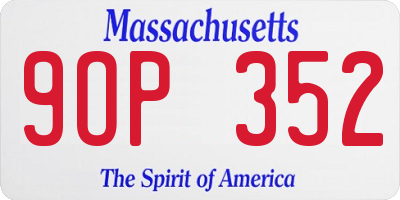 MA license plate 9OP352