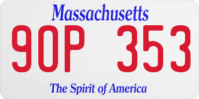 MA license plate 9OP353