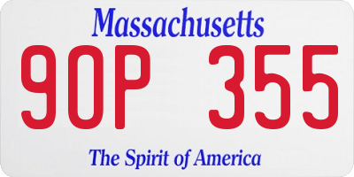 MA license plate 9OP355