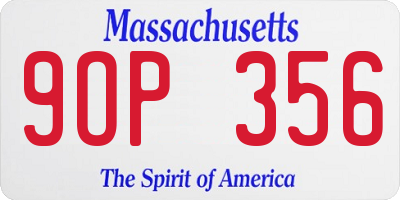 MA license plate 9OP356