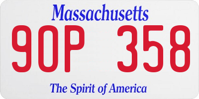 MA license plate 9OP358