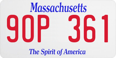 MA license plate 9OP361