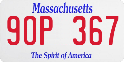 MA license plate 9OP367