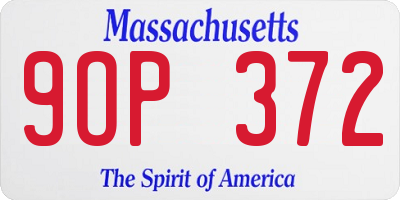 MA license plate 9OP372