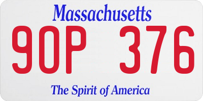 MA license plate 9OP376