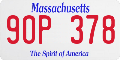 MA license plate 9OP378