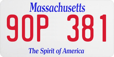 MA license plate 9OP381