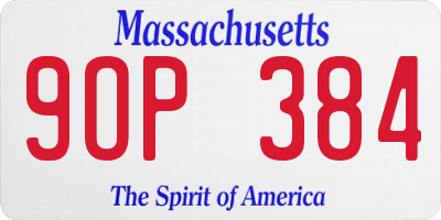 MA license plate 9OP384