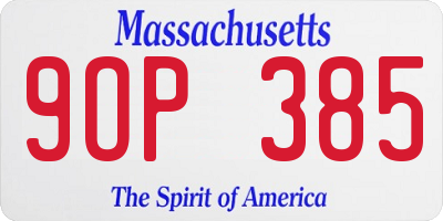 MA license plate 9OP385