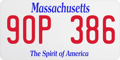 MA license plate 9OP386
