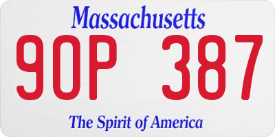 MA license plate 9OP387