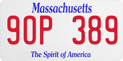 MA license plate 9OP389