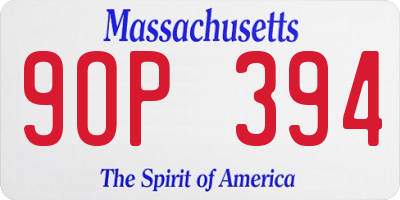 MA license plate 9OP394