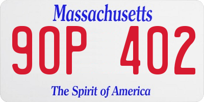 MA license plate 9OP402