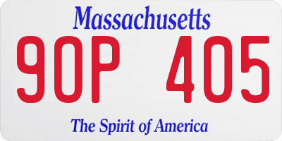 MA license plate 9OP405