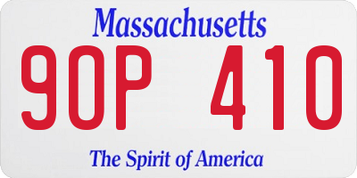MA license plate 9OP410