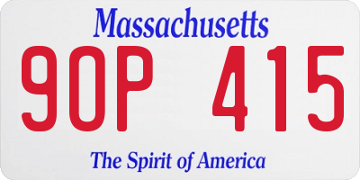 MA license plate 9OP415