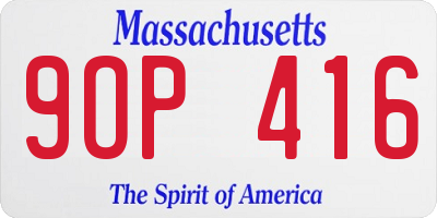 MA license plate 9OP416