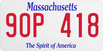 MA license plate 9OP418