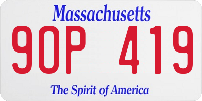 MA license plate 9OP419