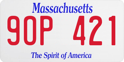 MA license plate 9OP421