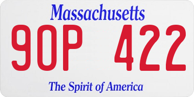 MA license plate 9OP422
