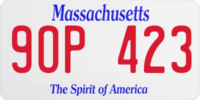 MA license plate 9OP423
