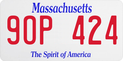 MA license plate 9OP424