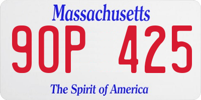 MA license plate 9OP425