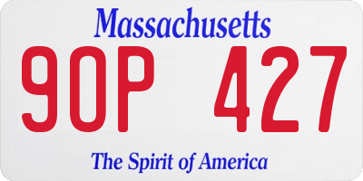 MA license plate 9OP427