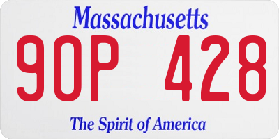 MA license plate 9OP428