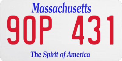 MA license plate 9OP431