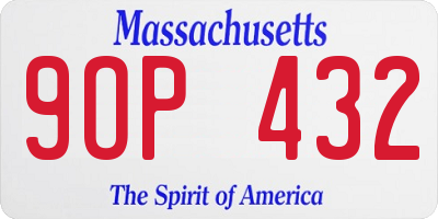 MA license plate 9OP432
