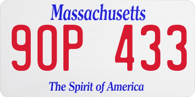 MA license plate 9OP433