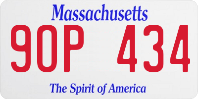 MA license plate 9OP434