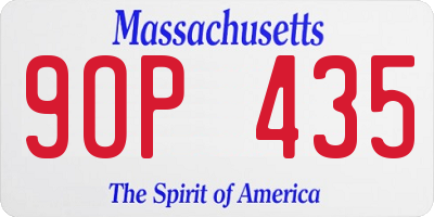 MA license plate 9OP435